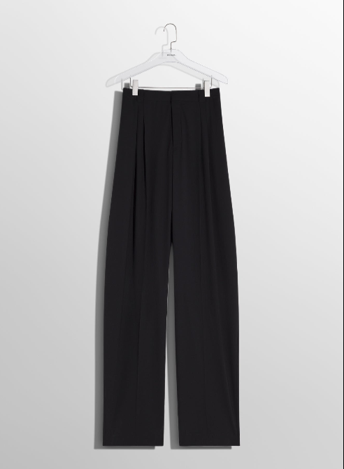 black pleated wide-leg trousers