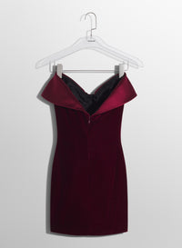 blood red satin and velvet mini dress