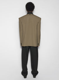black contrasted collar khaki tailored jacket