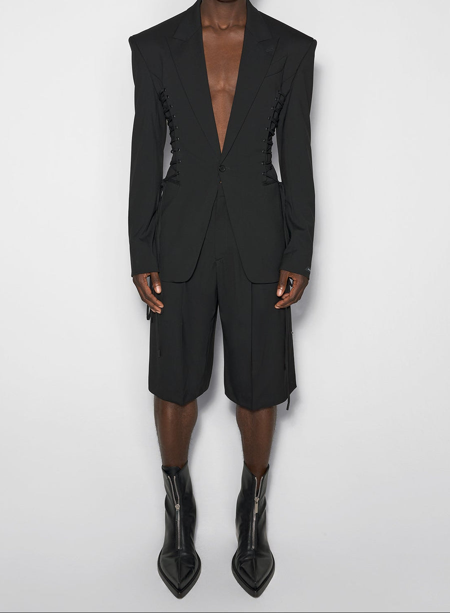 black laced up tailored jacket