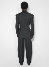 pinstripe laced up tailored jacket
