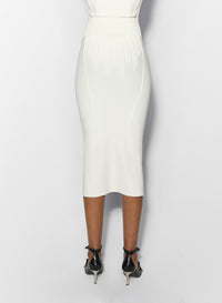 off white boning detail midi knit skirt