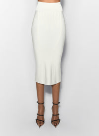 off white boning detail midi knit skirt