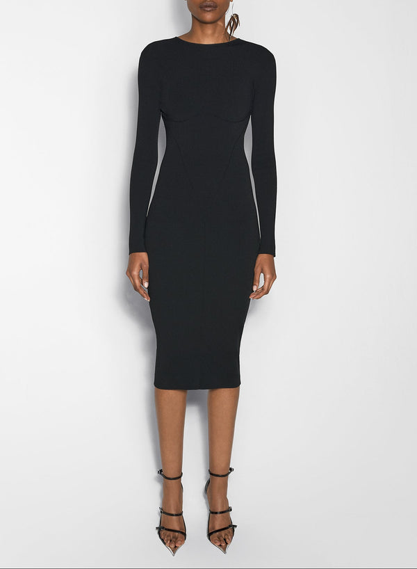 black illusion knit dress