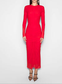 red ruched bodysuit
