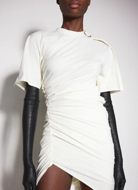 white draped pierced day dress