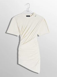 white draped pierced day dress