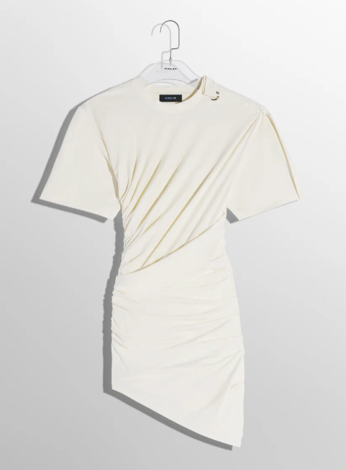 white draped pierced day dress