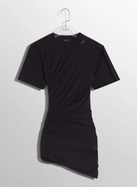black draped pierced day dress