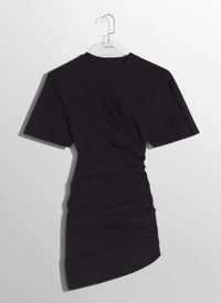 black draped pierced day dress