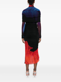 floral print sheer ruched dress