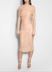 nude sheer ruched dress