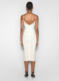 white ruched dress