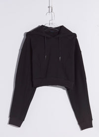 black spiral cropped hoodie