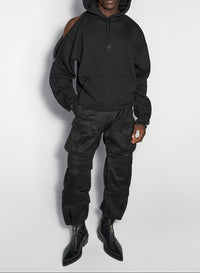 black zipped sleeves hoodie