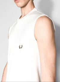 white pierced sleeveless top