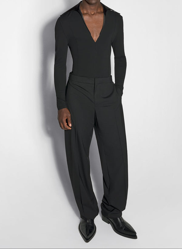black spiky satin collar top