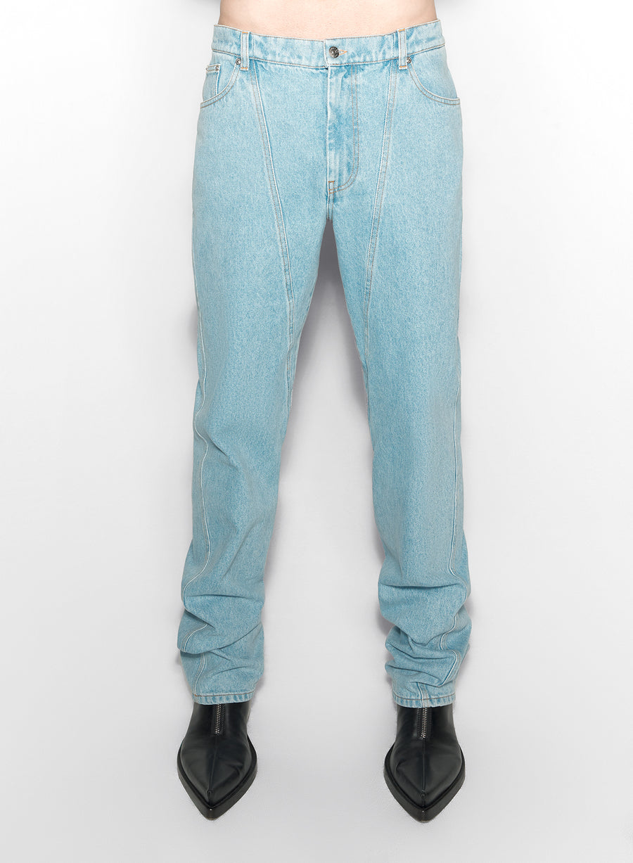 blue straight leg jeans