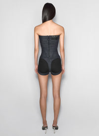 raw blue spiraldenim bustier