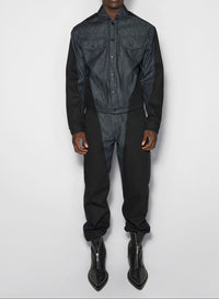raw blue bi-color denim jacket