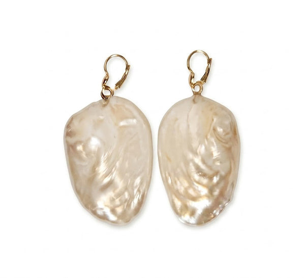 POLISHED MUSSEL PENDANT EARRINGS - PAIR