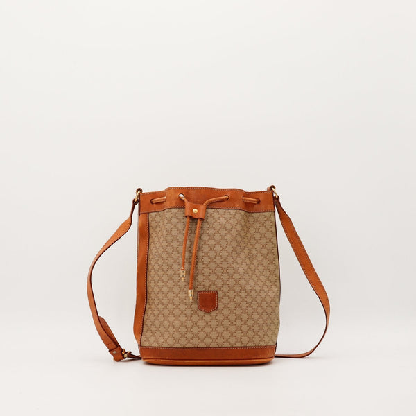 Sac Céline Seau Macadam toile beige bandoulière vue de face occasion authentique — AMANA Vintage