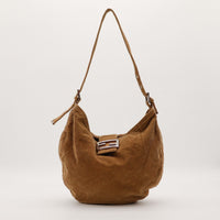Sac Fendi Hobo velours côtelé marron vue de face occasion authentique — AMANA Vintage