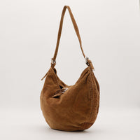 Sac Fendi Hobo velours côtelé marron vue de trois quarts occasion authentique — AMANA Vintage