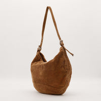 Sac Fendi Hobo velours côtelé marron profil avec bandoulière occasion authentique — AMANA Vintage