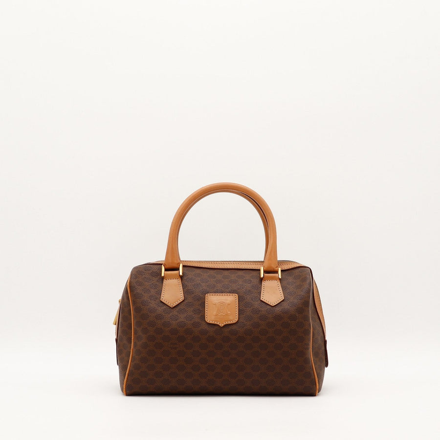 Sac Céline Boston Macadam toile marron vue de face occasion authentique — AMANA Vintage