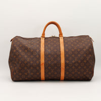 Sac de voyage Louis Vuitton Keepall 55 toile Monogram vue de face occasion authentique — AMANA Vintage