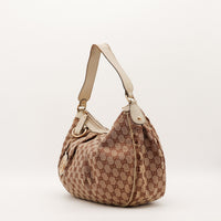 Sac Gucci Sukey vue de trois quarts cuir ivoire occasion authentique — AMANA Vintage