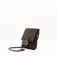 Mini sac Fendi Zucchino vue trois quarts bandoulière cuir occasion authentique — AMANA Vintage