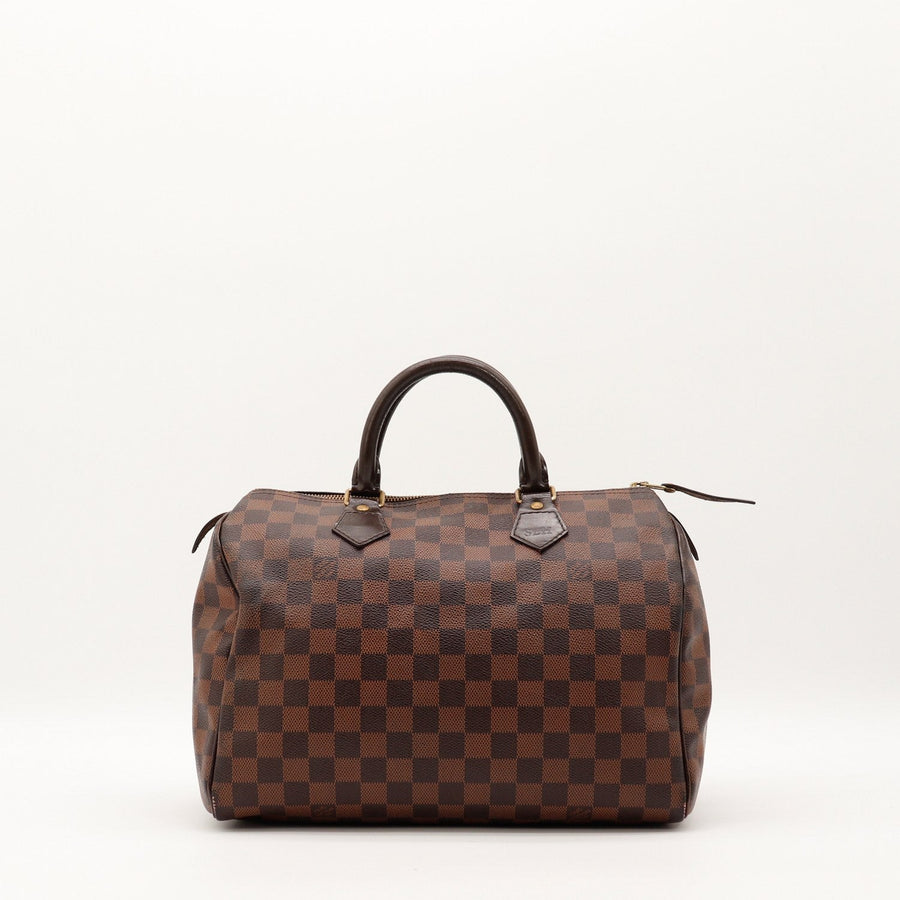 Sac Louis Vuitton Speedy 30 toile Damier Ébène vue de face occasion authentique — AMANA Vintage