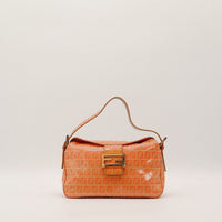 Sac Fendi épaule toile Zucca rouge brique vue de face occasion authentique — AMANA Vintage