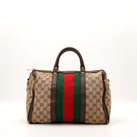 Sac Gucci Joy Boston Web toile monogrammée bande Web vue de face occasion authentique — AMANA Vintage