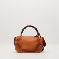 Vue de dos Gucci Tote Bag Bella Bambou cuir lisse camel occasion — AMANA Vintage