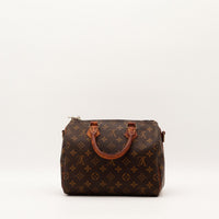 Sac Louis Vuitton Speedy 25 vue arrière anses vachette patinée — AMANA Vintage