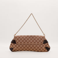 Dos pochette Gucci Horsebit toile monogrammée beige marron occasion — AMANA Vintage