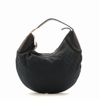 Sac Gucci Hobo Demi Lune toile monogrammée noire vue de face occasion authentique — AMANA Vintage