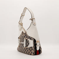 Hobo Gucci Horsebit vue de trois quarts gauche bande Web rouge noir — AMANA Vintage