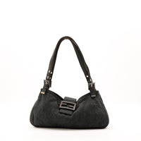 Sac Fendi Hobo toile velours noir vue de face occasion authentique — AMANA Vintage
