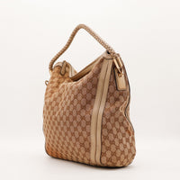 Hobo Bambou Gucci vue de trois quarts gauche toile monogrammée — AMANA Vintage