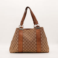 Tote Bag Bambou Gucci vue de face alternative toile monogrammée marron beige — AMANA Vintage
