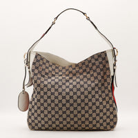 Sac Gucci Hobo Web toile monogrammée bleu marine vue de face occasion authentique — AMANA Vintage