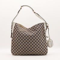 Sac Gucci Hobo Web cuir blanc et toile monogrammée vue arrière occasion authentique — AMANA Vintage