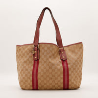 Tote Bag Gucci toile monogrammée bordeaux vue de face occasion authentique — AMANA Vintage