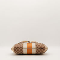 Sac Gucci Hobo Horsebit vue du dessous bande Web crème et orange occasion authentique — AMANA Vintage