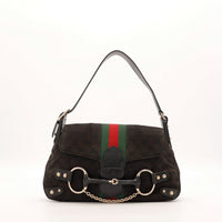 Hobo Gucci monogramme noir mors de cheval bande Web vue de face occasion authentique — AMANA Vintage
