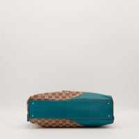 Fond du sac Gucci Tote Horsebit cuir turquoise pieds métal occasion — AMANA Vintage